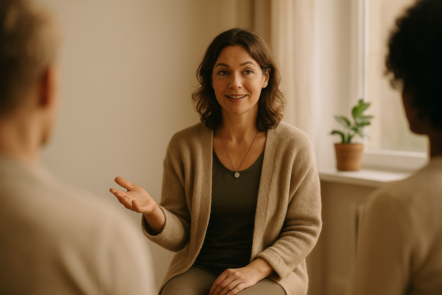 A mindfulness coach in a one-to-one coaching session