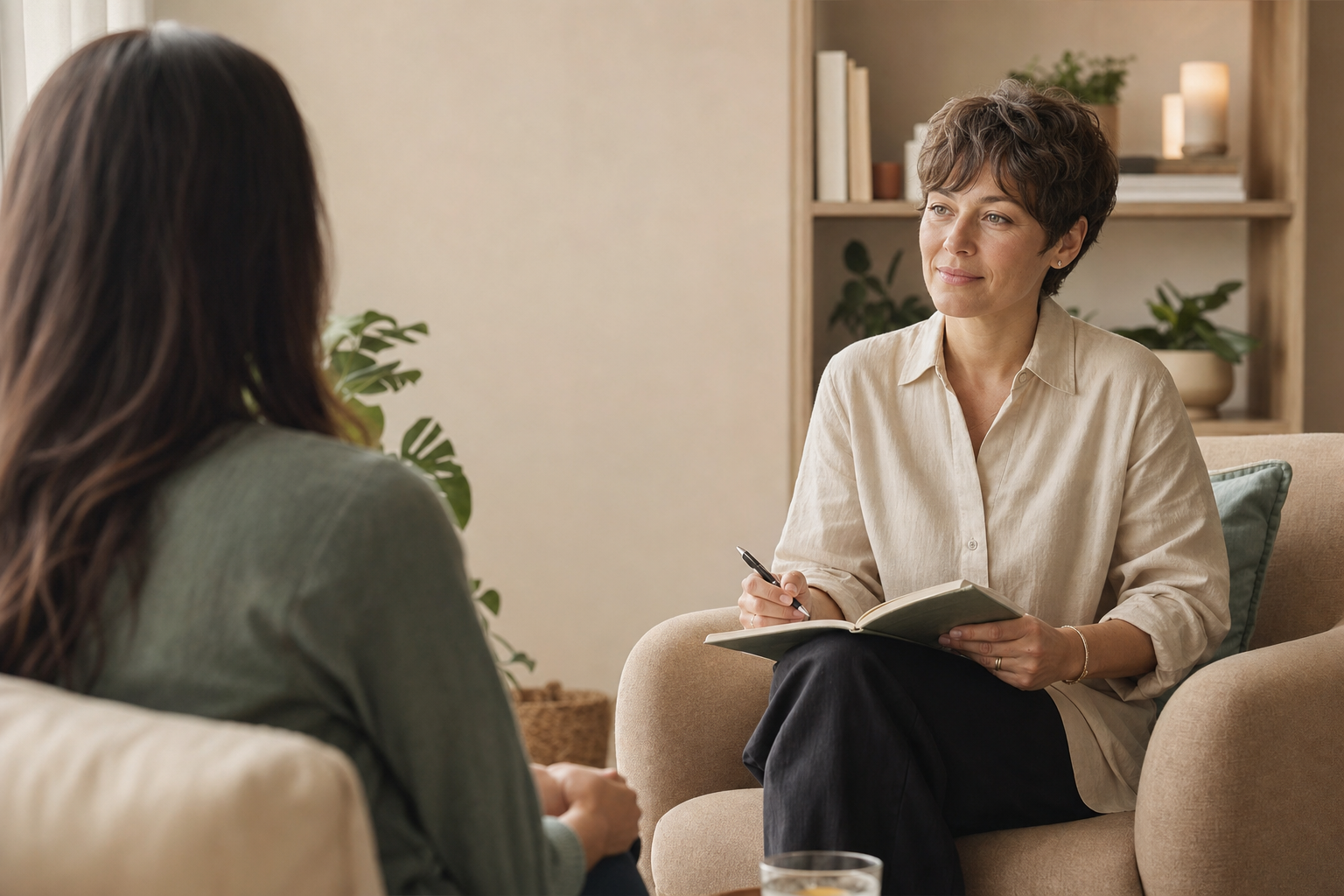 A wellbeing coach in a one-to-one coaching session